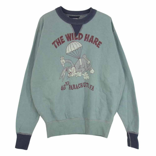 TOY'S McCOY トイズマッコイ THE WILD HARE 両Vガゼット BUGS BUNNY バッグスバニー 両Vスウェット ミリタリー スウェット トレーナー ブルー系 XL【中古】