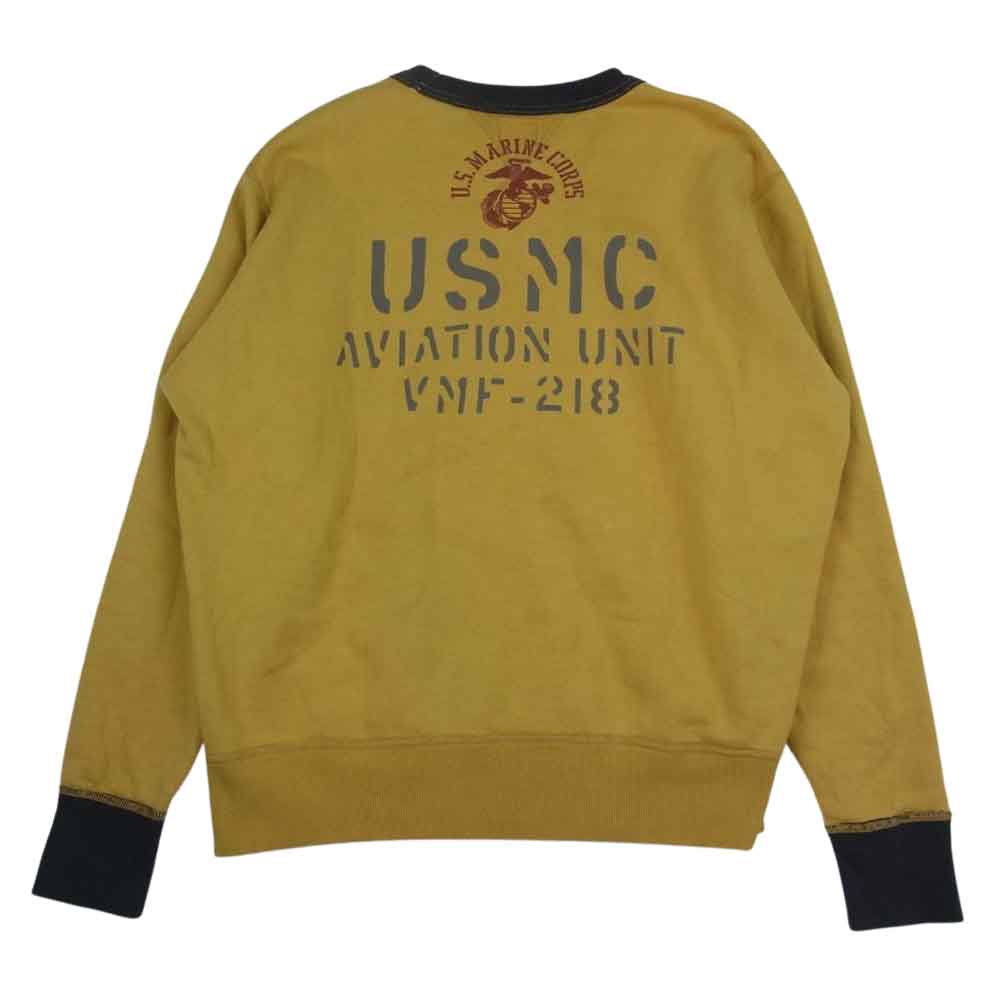 TOY'S McCOY トイズマッコイ HELLIONS USMC 両Vガゼット ワイリーコヨーテ ロードランナー ミリタリー スウェット トレーナー イエロー系 XL【中古】