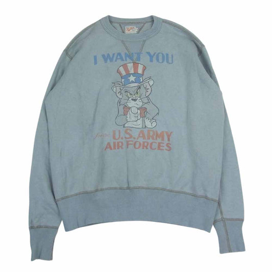 TOY'S McCOY トイズマッコイ TMC1457-111 TOM&JERRY I WANT YOU WARNER BROS トム＆ジェリー ワーナーブラザーズ ミリタリー 両Vガゼット ミリタリー スウェット トレーナー ブルー系 40【中古】