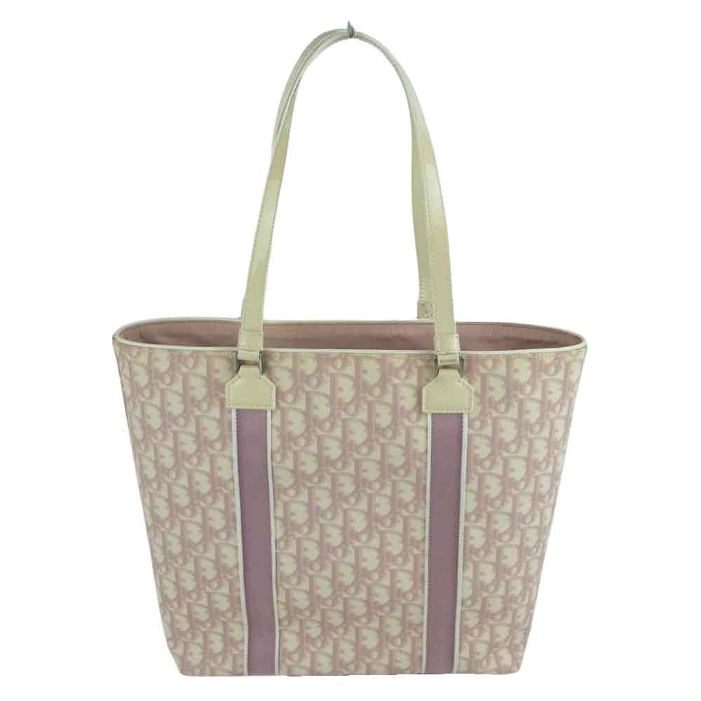 Dior ディオール トロッターロゴ ナンバリング No.2 エナメル パテント トート バッグ ピンク系 ベージュ系【中古】