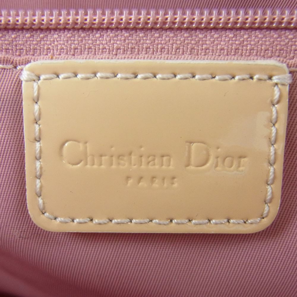 Dior ディオール トロッターロゴ ナンバリング No.2 エナメル パテント トート バッグ ピンク系 ベージュ系【中古】