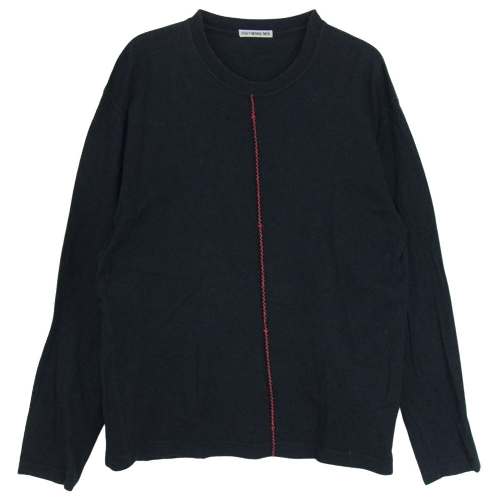 ISSEY MIYAKE イッセイミヤケ ME22JK242 フロント ステッチ ロングスリーブ クルーネック 長袖 Tシャツ カットソー ブラック系 M【中古】