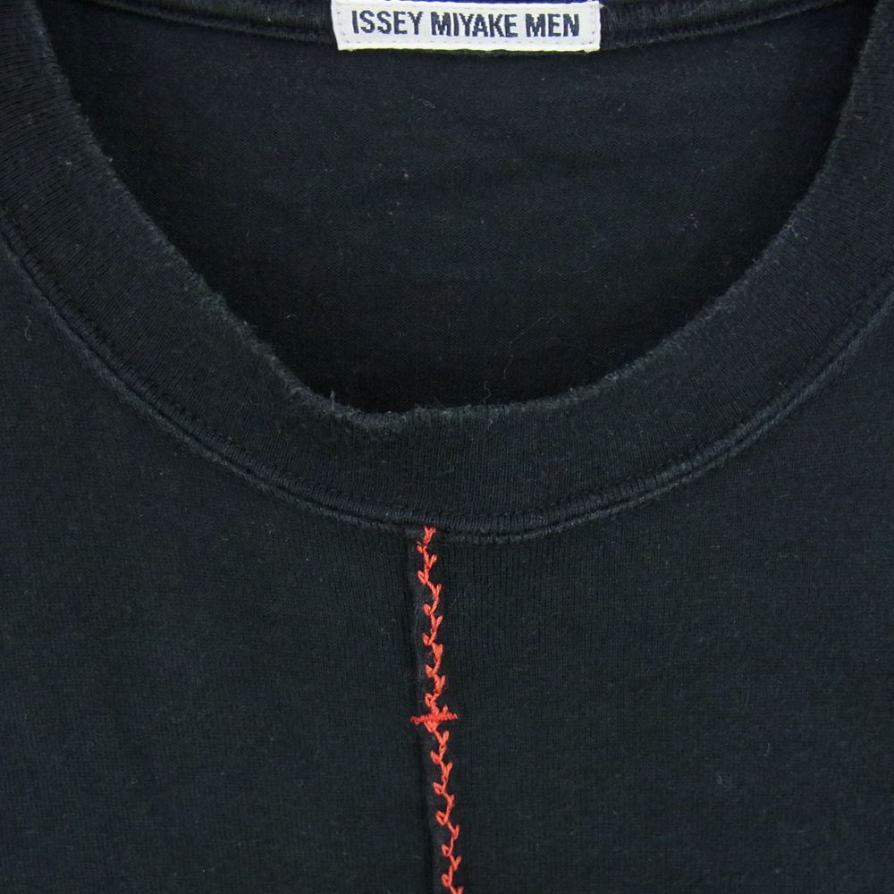 ISSEY MIYAKE イッセイミヤケ ME22JK242 フロント ステッチ ロングスリーブ クルーネック 長袖 Tシャツ カットソー ブラック系 M【中古】