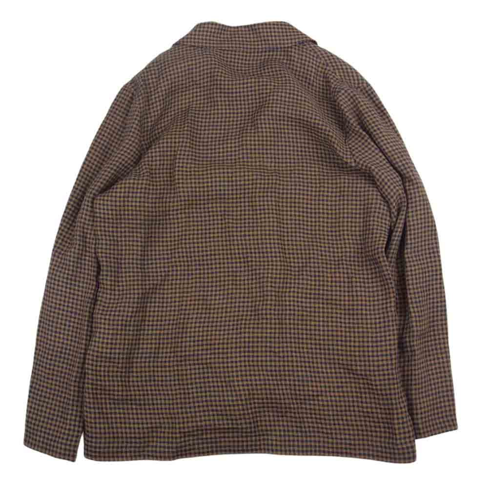 GUCCI グッチ 21AW 659844 GGロゴリボン ミニチェック シングルブレスト ノッチドラペル ジャケット ブラウン系 48【極上美品】【中古】