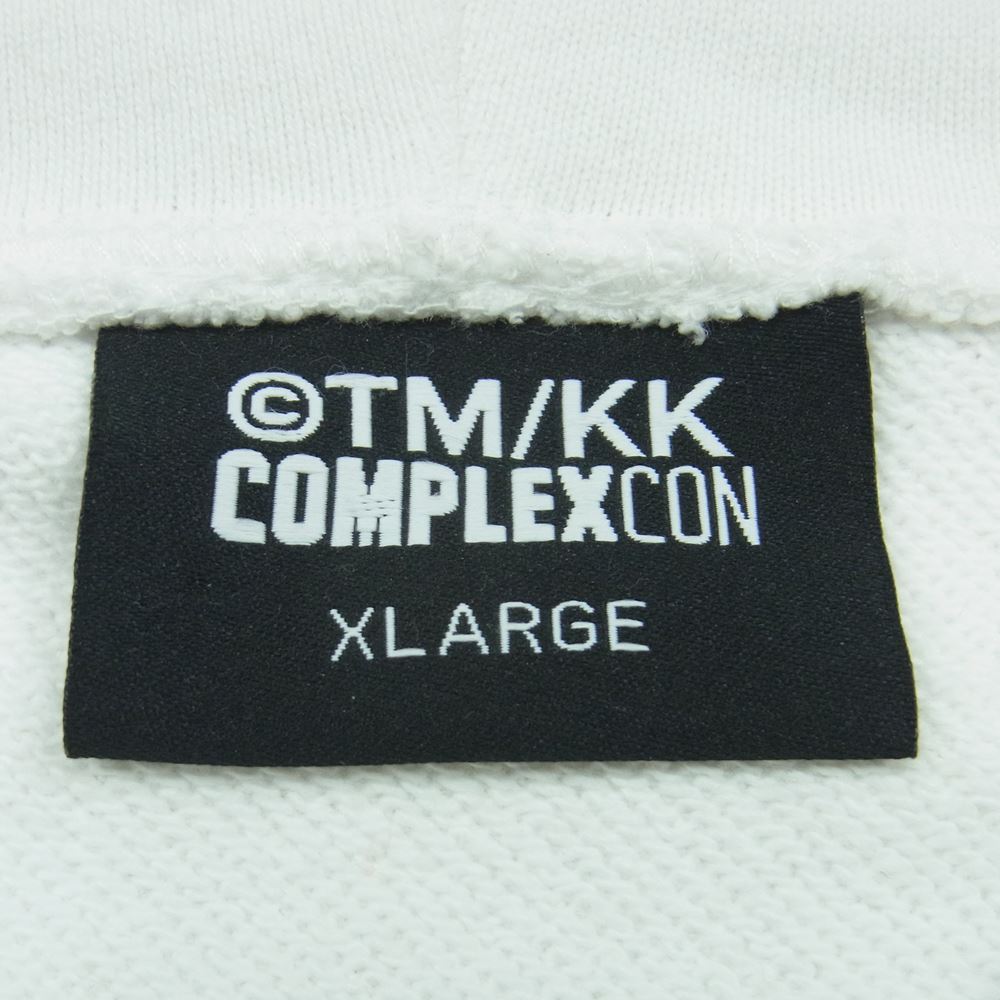コンプレックスコン TAKASHI MURAKAMI 村上隆 カイカイキキ スワロフスキー プルオーバ― フーディ パーカー ホワイト系 XL【中古】