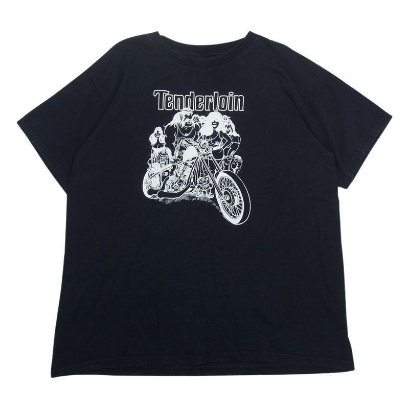 TENDERLOIN テンダーロイン T-TEE 2 バイカーズ プリント 半袖 Tシャツ ダークネイビー系 L【中古】