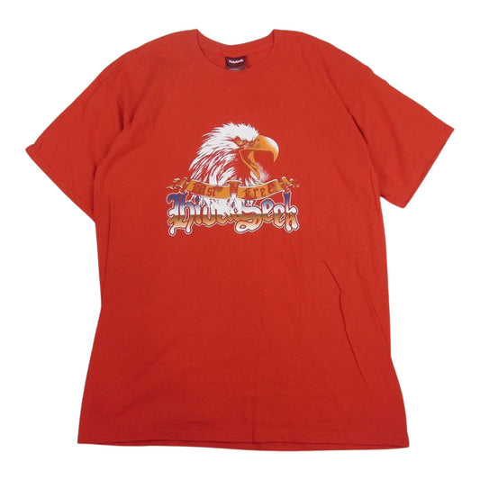 TENDERLOIN テンダーロイン × hide and seek ハイドアンドシーク プリント Tシャツ 赤系 レッド系 L【中古】