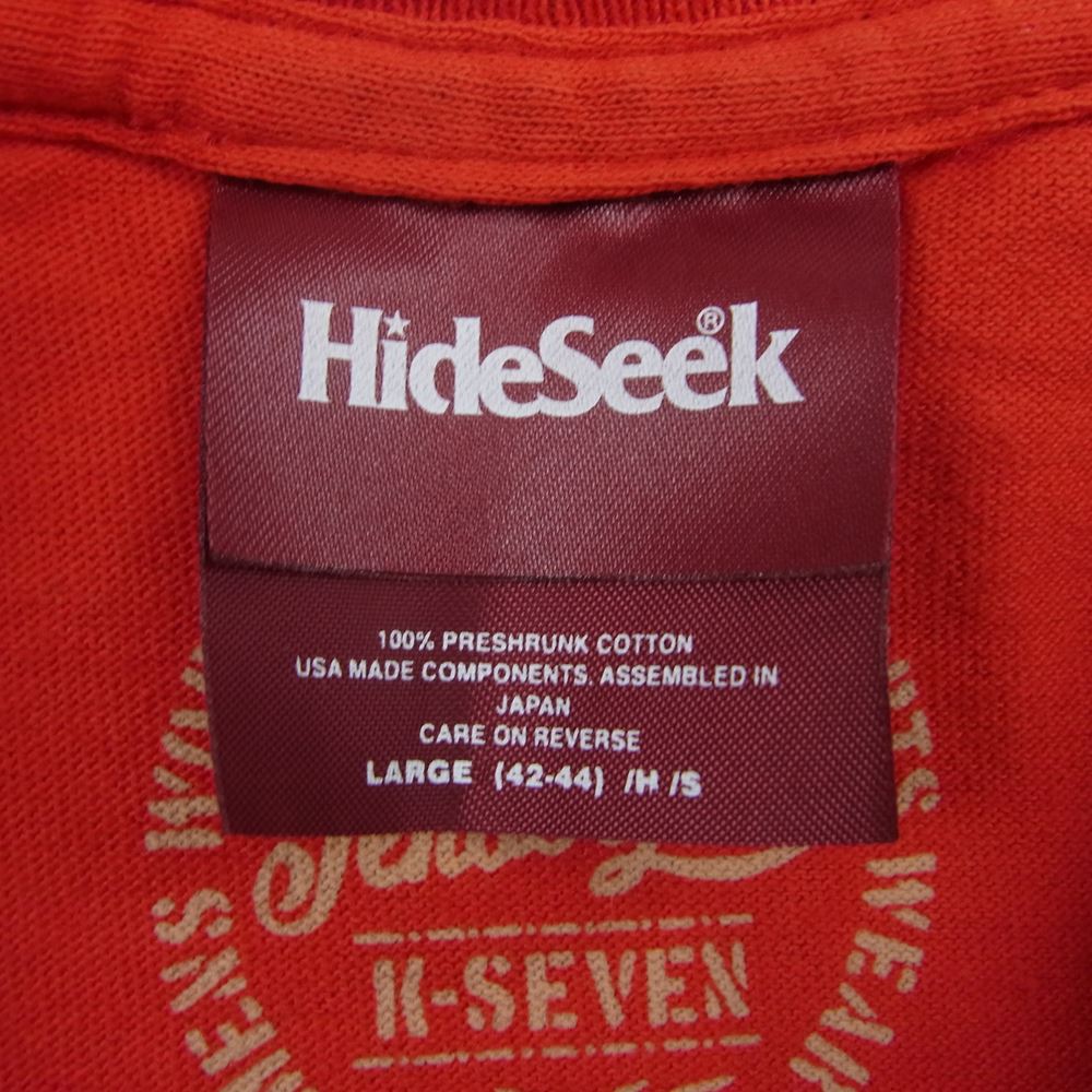 TENDERLOIN テンダーロイン × hide and seek ハイドアンドシーク プリント Tシャツ 赤系 レッド系 L【中古】
