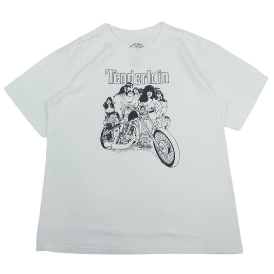 TENDERLOIN テンダーロイン T-TEE 2 バイカーズ プリント 半袖 Tシャツ 白系 ホワイト系 M【中古】