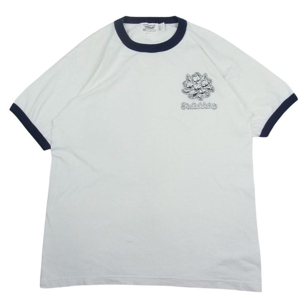 TENDERLOIN テンダーロイン USA製 RINGER TEE マリンタグ プリント リンガー Tシャツ ホワイト系 L【中古】