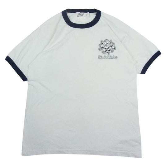 TENDERLOIN テンダーロイン USA製 RINGER TEE マリンタグ プリント リンガー Tシャツ ホワイト系 L【中古】