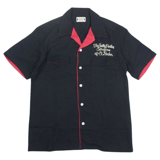 WACKO MARIA ワコマリア 胸刺繍 ボーリング シャツ ブラック系 L【中古】