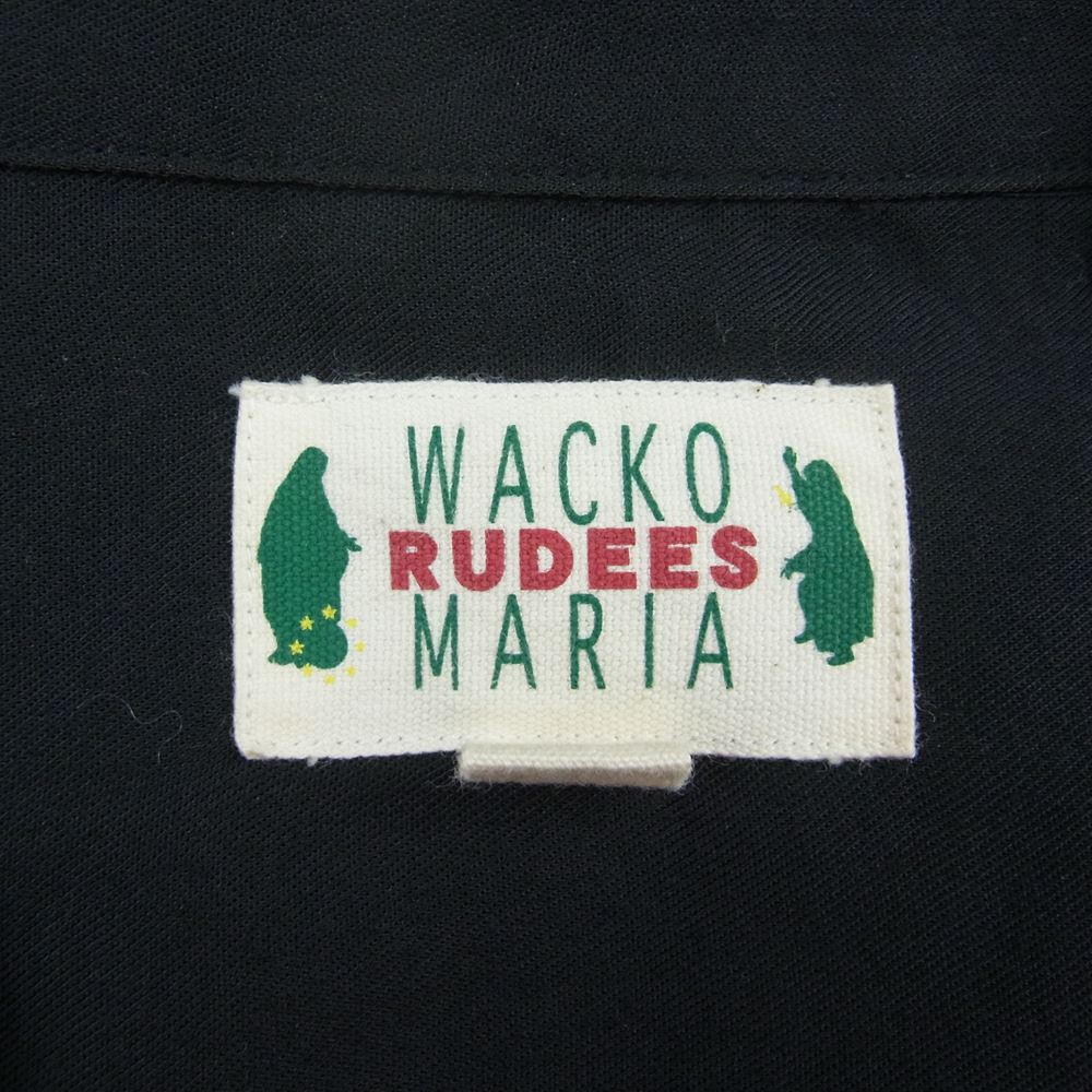 WACKO MARIA ワコマリア 胸刺繍 ボーリング シャツ ブラック系 L【中古