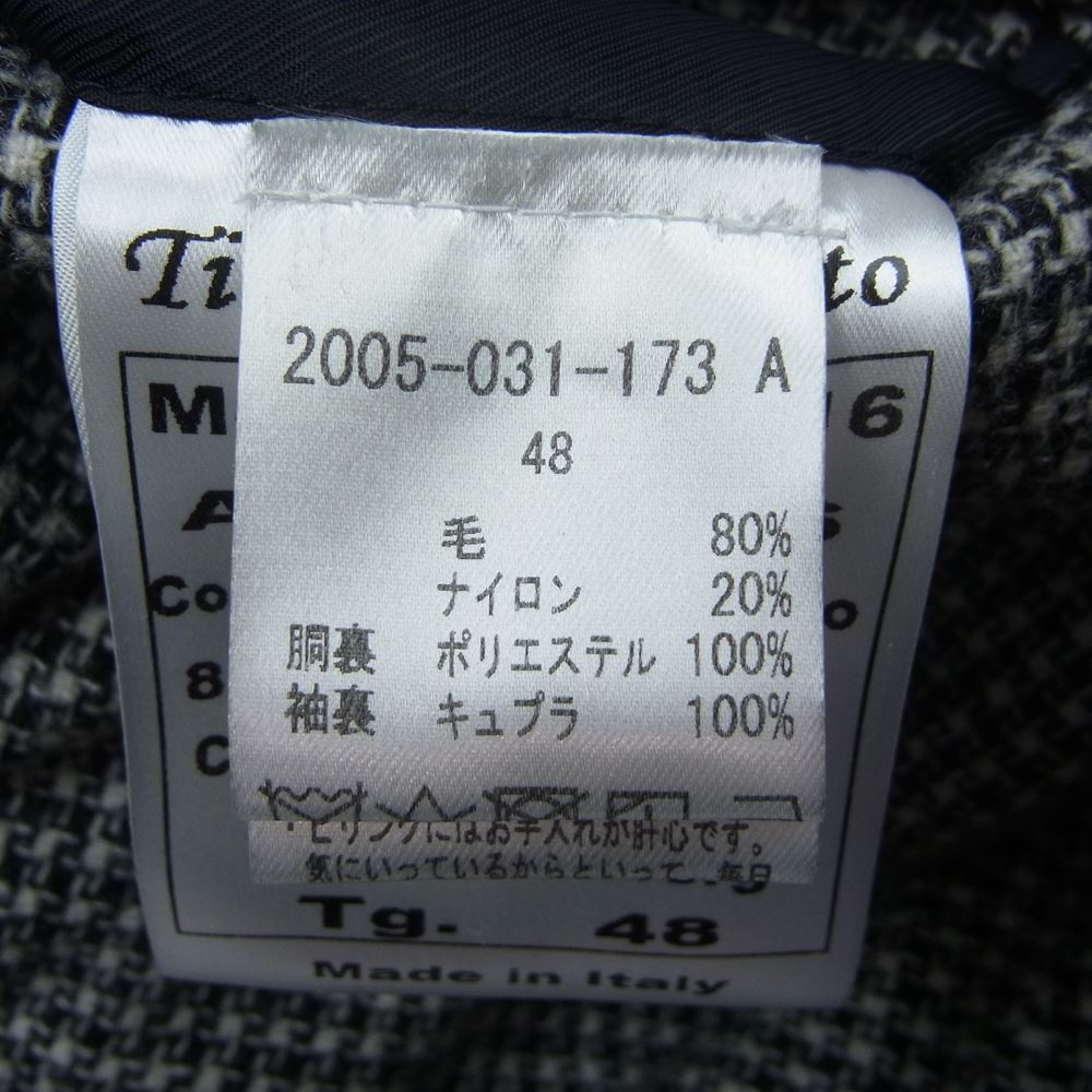 ティト アレグレット イタリア製 ツイード 千鳥格子 テーラード ジャケット ブラック系 48【美品】【中古】