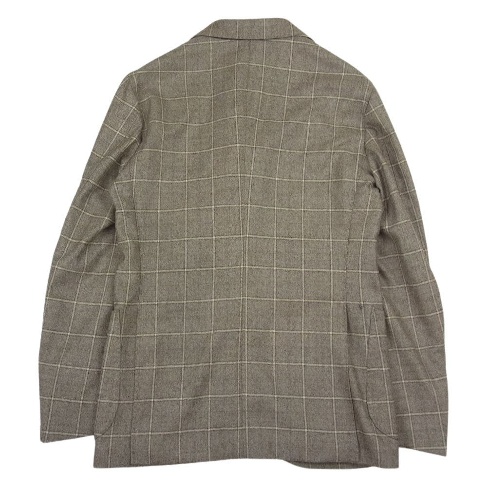 ティト アレグレット イタリア製 格子 ウール テーラード ジャケット ブラウン系 46【極上美品】【中古】