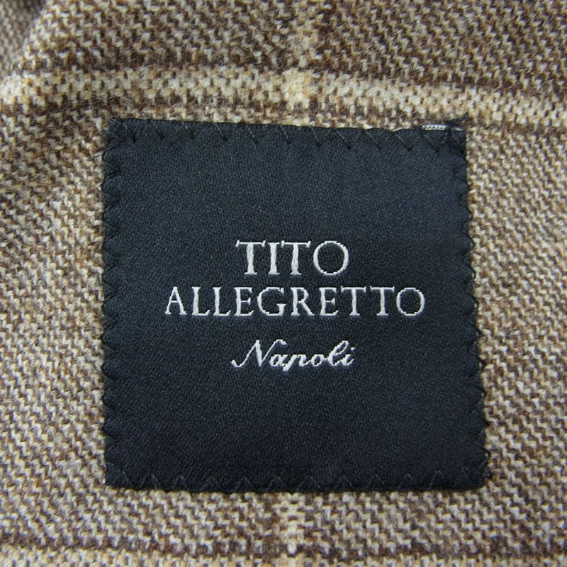 ティト アレグレット TITO ALLEGRETTO イタリア製 格子 ウール テーラード ジャケット ブラウン系 46【極上美品】