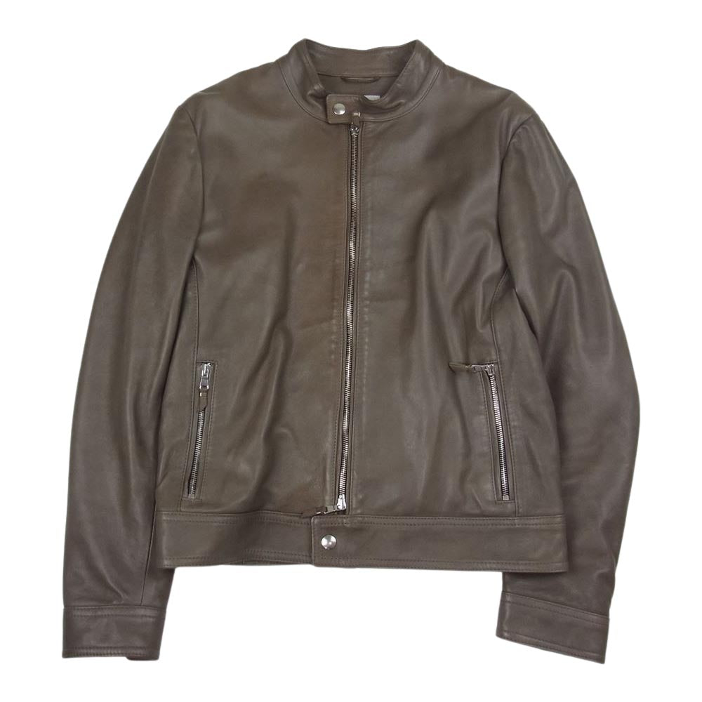 エンメティ ANDREA アンドレア ラム ナッパレザー ジャケット ブラウン系 46【美品】【中古】