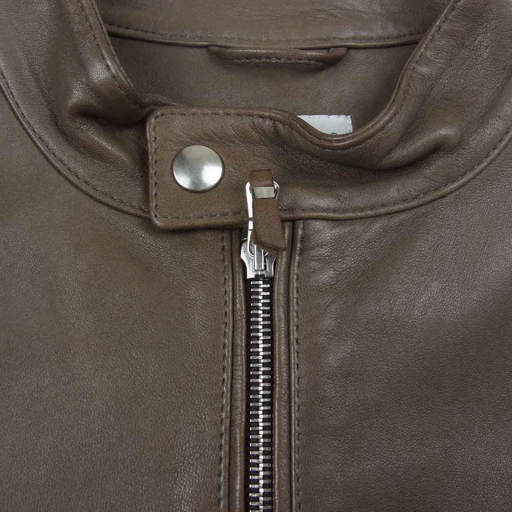 エンメティ ANDREA アンドレア ラム ナッパレザー ジャケット ブラウン系 46【美品】【中古】