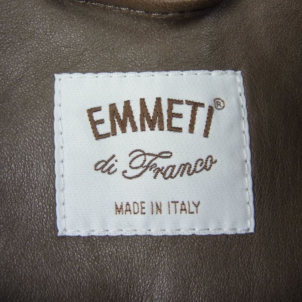 エンメティ ANDREA アンドレア ラム ナッパレザー ジャケット ブラウン系 46【美品】【中古】