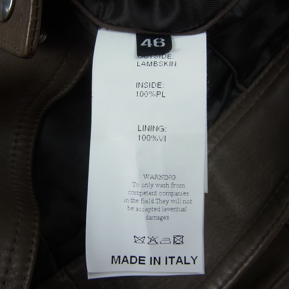 エンメティ ANDREA アンドレア ラム ナッパレザー ジャケット ブラウン系 46【美品】【中古】