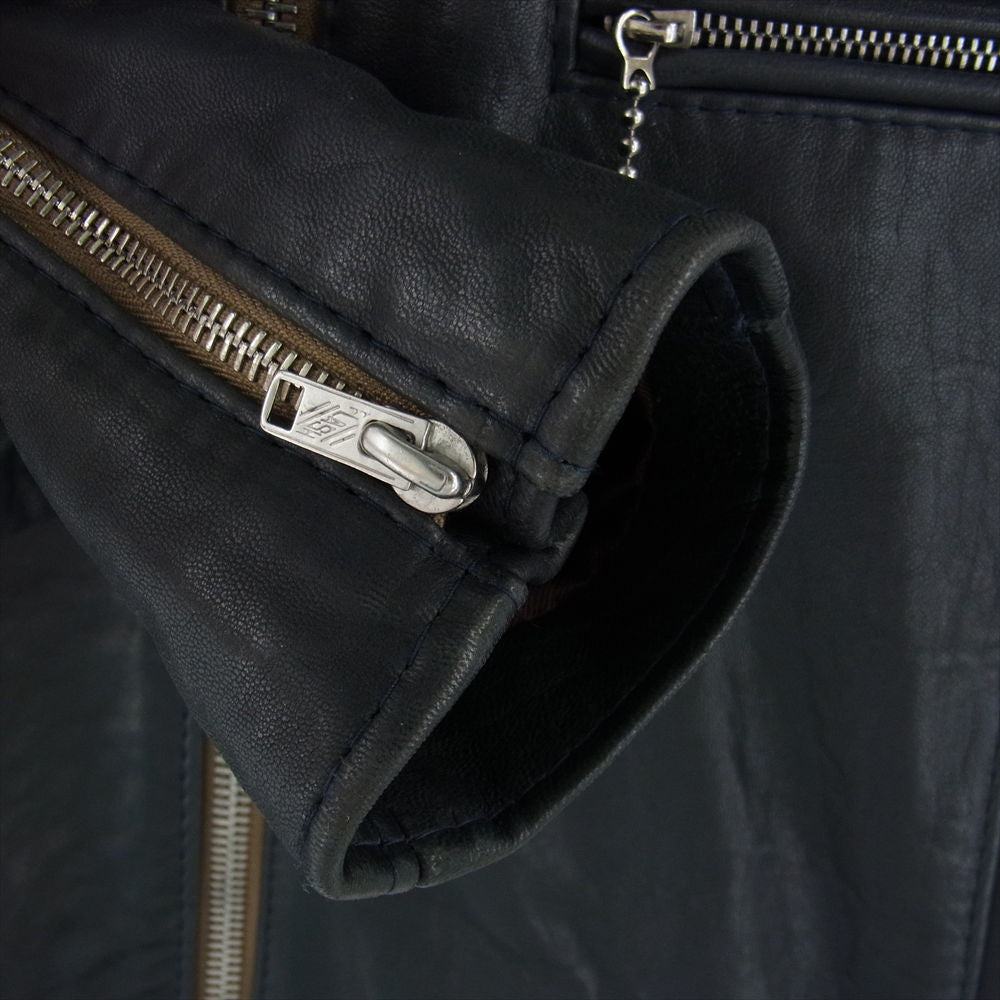 Lewis Leathers ルイスレザー 551T DOMINATOR TIGHT FIT シープスキン ドミネーター タイトフィット ベージュZIP 裏チェック ネイビー ジャケット ネイビー系 38【美品】【中古】