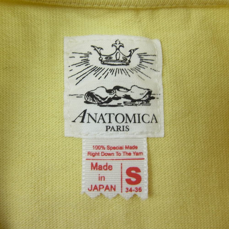 ANATOMICA アナトミカ MEN'S POCKET TEE 丸胴 クルーネック ポケット付き 半袖 Tシャツ イエロー系 S【中古】