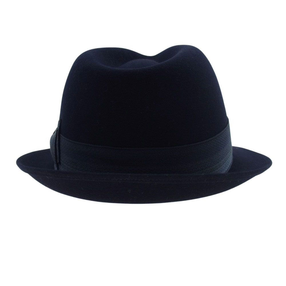 文二郎帽子店 中折れ リボン ハット ブラック系 57.5cm【美品】【中古】