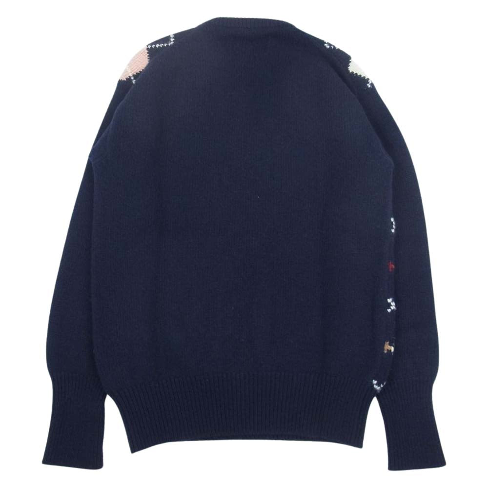コーギー ARGYLE MULTI CR KNIT SWEATER WOOL アーガイル マルチカラー ウール100％ ニット セーター ネイビー系 S【中古】