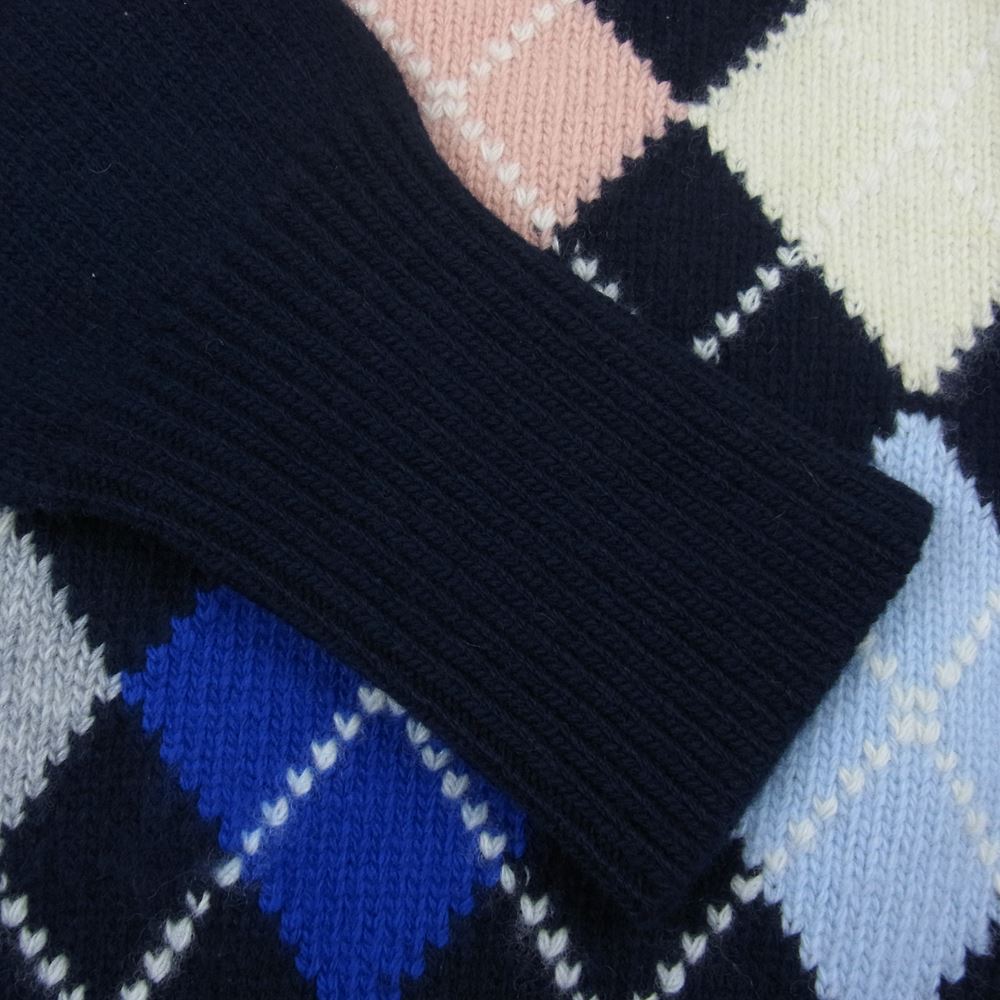コーギー ARGYLE MULTI CR KNIT SWEATER WOOL アーガイル マルチカラー ウール100％ ニット セーター ネイビー系 S【中古】