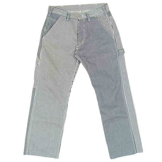 児島ジーンズ ヒッコリー ストライプ ペインター パンツ ブルー系 30【中古】