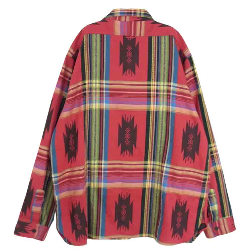 POLO RALPH LAUREN ポロ・ラルフローレン 90s チンストラップ ネイティブ 総柄 長袖 シャツ レッド系 XXL【中古】