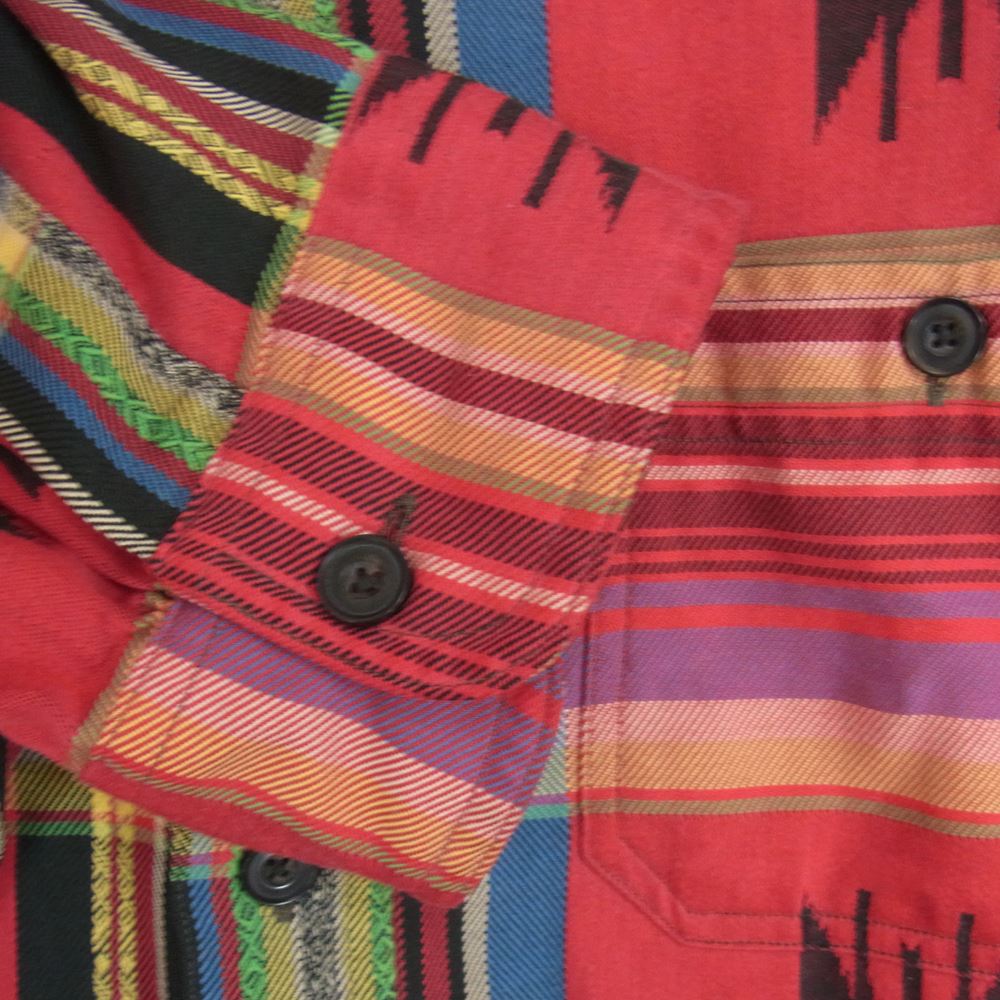 POLO RALPH LAUREN ポロ・ラルフローレン 90s チンストラップ ネイティブ 総柄 長袖 シャツ レッド系 XXL【中古】