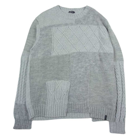 DIESEL ディーゼル パッチワーク ニット セーター グレー系 XL【中古】