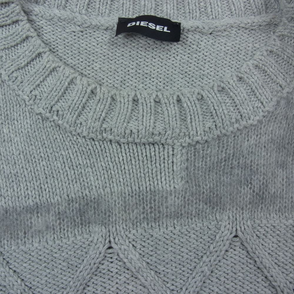 DIESEL ディーゼル パッチワーク ニット セーター グレー系 XL【中古】