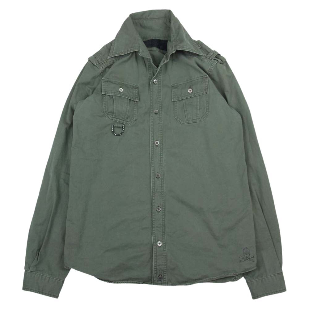 ROEN ロエン 70036802 ラインストーンDカン ミリタリー 長袖 シャツ カーキ系 44【中古】
