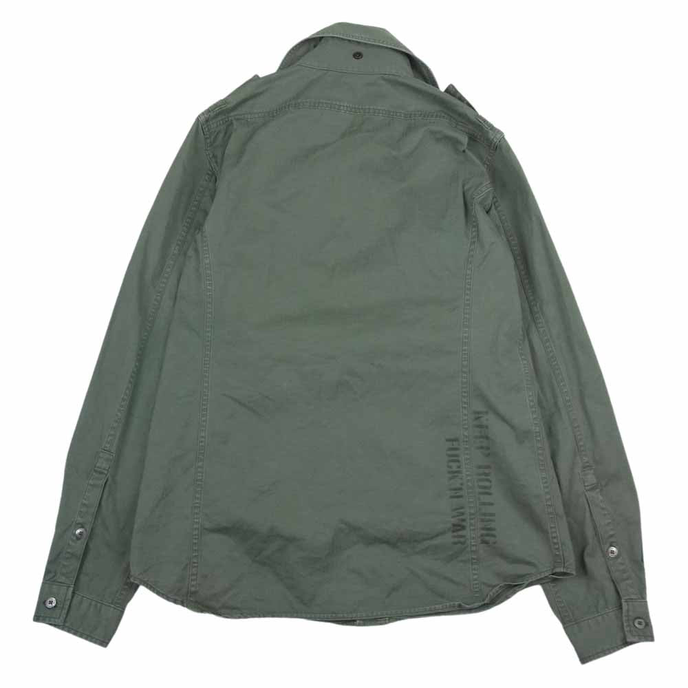 ROEN ロエン 70036802 ラインストーンDカン ミリタリー 長袖 シャツ カーキ系 44【中古】