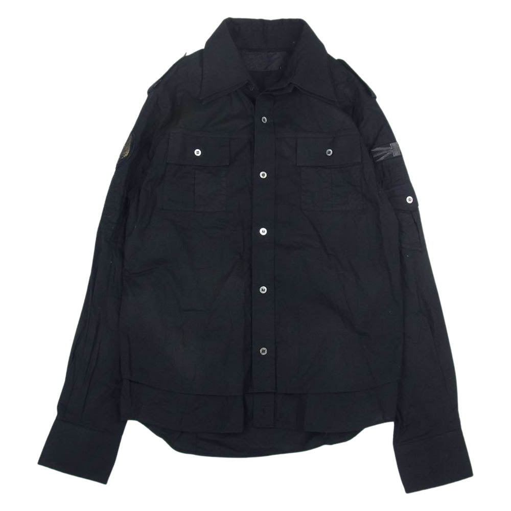 ROEN ロエン 78136024 バックイーグルプリント レイヤード 長袖 シャツ ブラック系 46【中古】