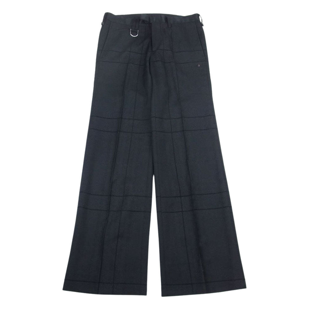 ROEN ロエン 68133002 スカルボタン ラインストーンDカン ラメ チェック スラックス パンツ  ブラック系 28【中古】