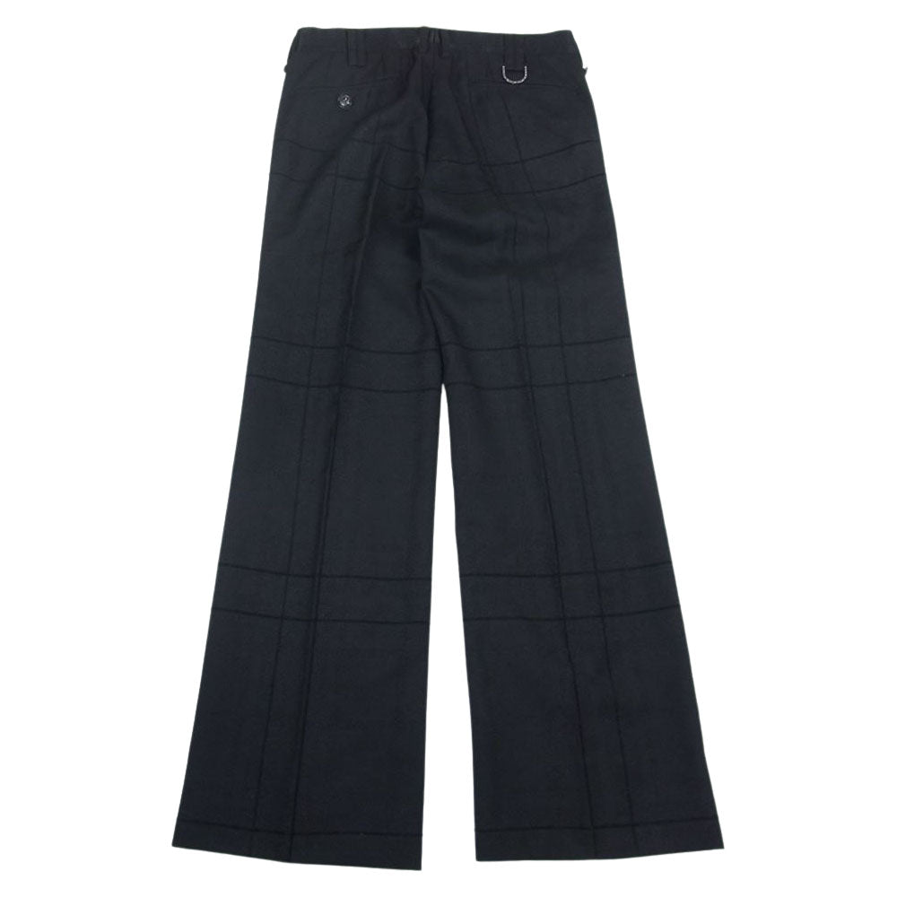 ROEN ロエン 68133002 スカルボタン ラインストーンDカン ラメ チェック スラックス パンツ  ブラック系 28【中古】