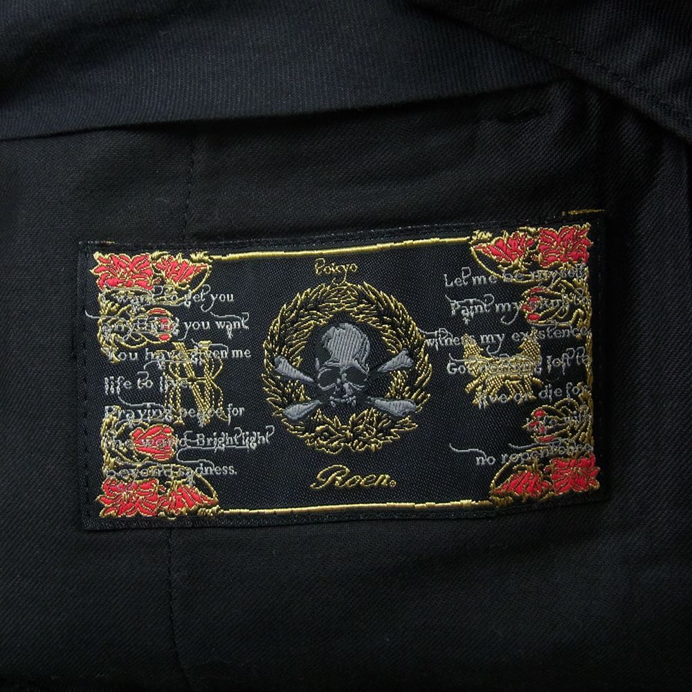 ROEN ロエン 68133002 スカルボタン ラインストーンDカン ラメ チェック スラックス パンツ  ブラック系 28【中古】