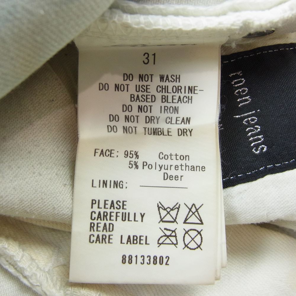 ROEN ロエン 88133802 スカル刺繍 ディアスキン 鹿革 コーティング ペイント デニムパンツ ジーンズ ブラック系 31【中古】