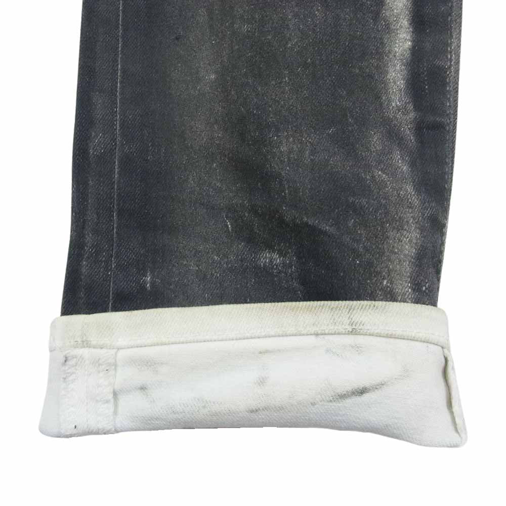 ROEN ロエン 88133802 スカル刺繍 ディアスキン 鹿革 コーティング ペイント デニムパンツ ジーンズ ブラック系 31【中古】