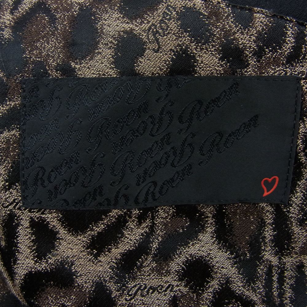 ROEN ロエン 78132055 レザー切替 裏地レオパード スカルスタッズ バックワッペン エポレット ジャケット  ブラック系 48【中古】