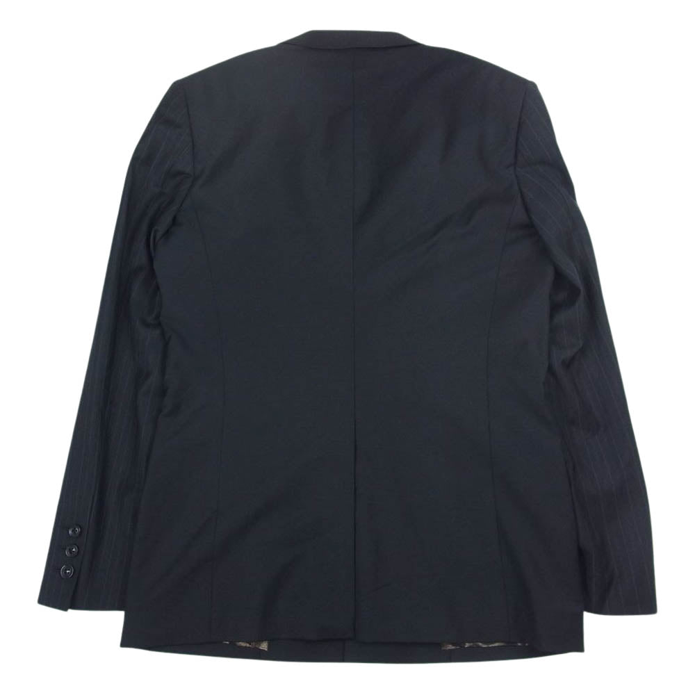 ROEN ロエン 72131014 スカルスワロフスキー 袖ストライプ切替 裏地レオパード シングルブレスト 2B テーラードジャケット ブラック系 48【中古】