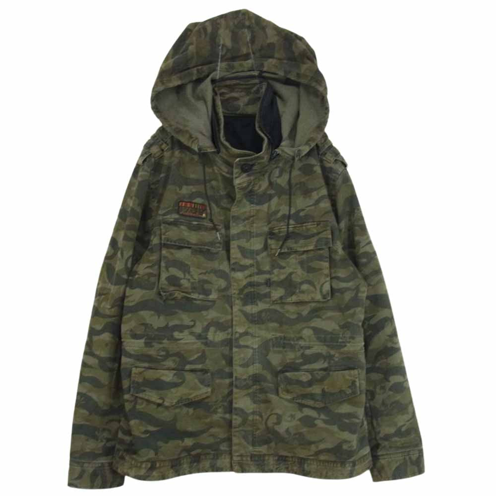 ROEN ロエン 72032006 M-65 カモフラ 迷彩 ワッペン付き ミリタリージャケット カーキ系 52【中古】