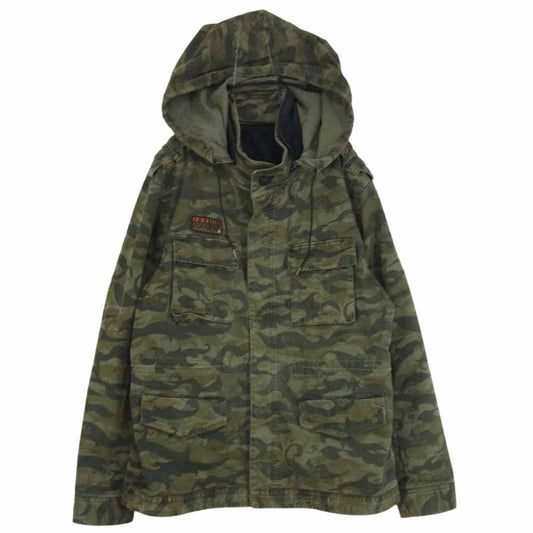 ROEN ロエン 72032006 M-65 カモフラ 迷彩 ワッペン付き ミリタリージャケット カーキ系 52【中古】