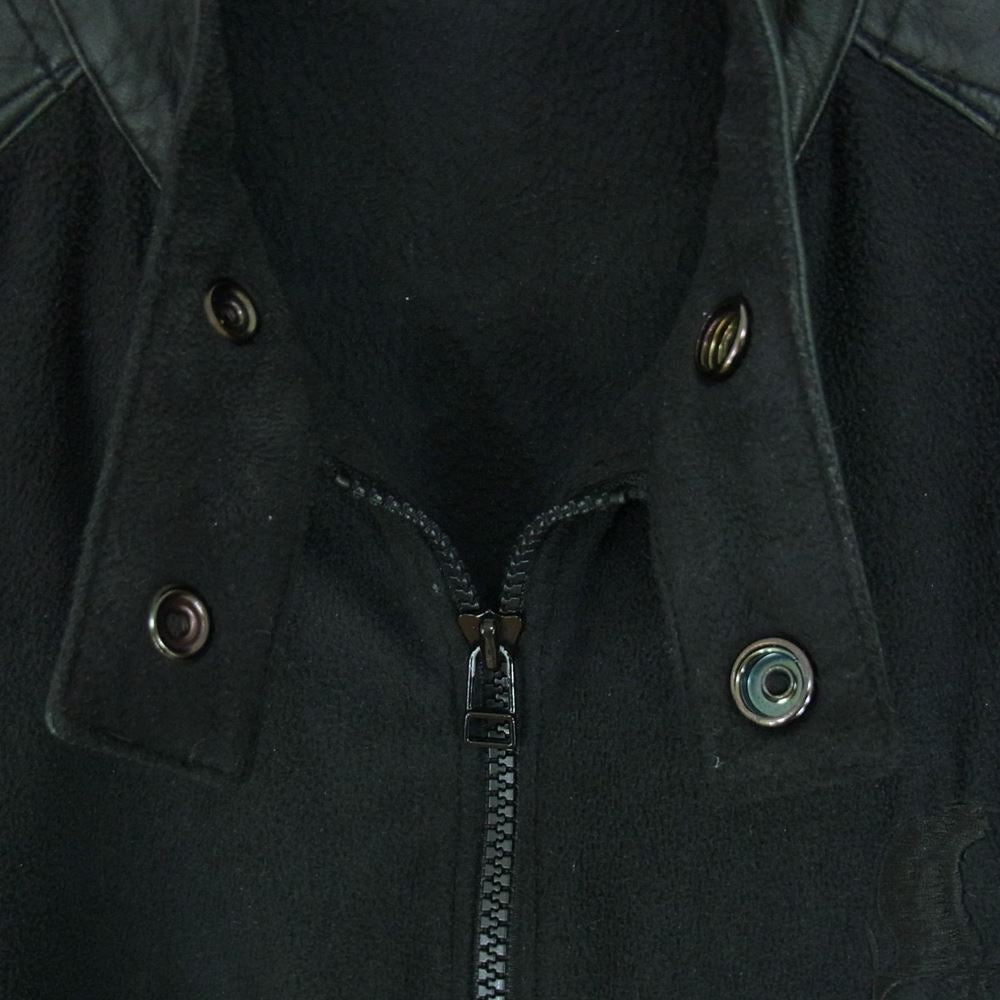 ROEN ロエン 79147046 スカル刺繍 レザー切替 バイカー フリースジャケット ブラック系 48【中古】