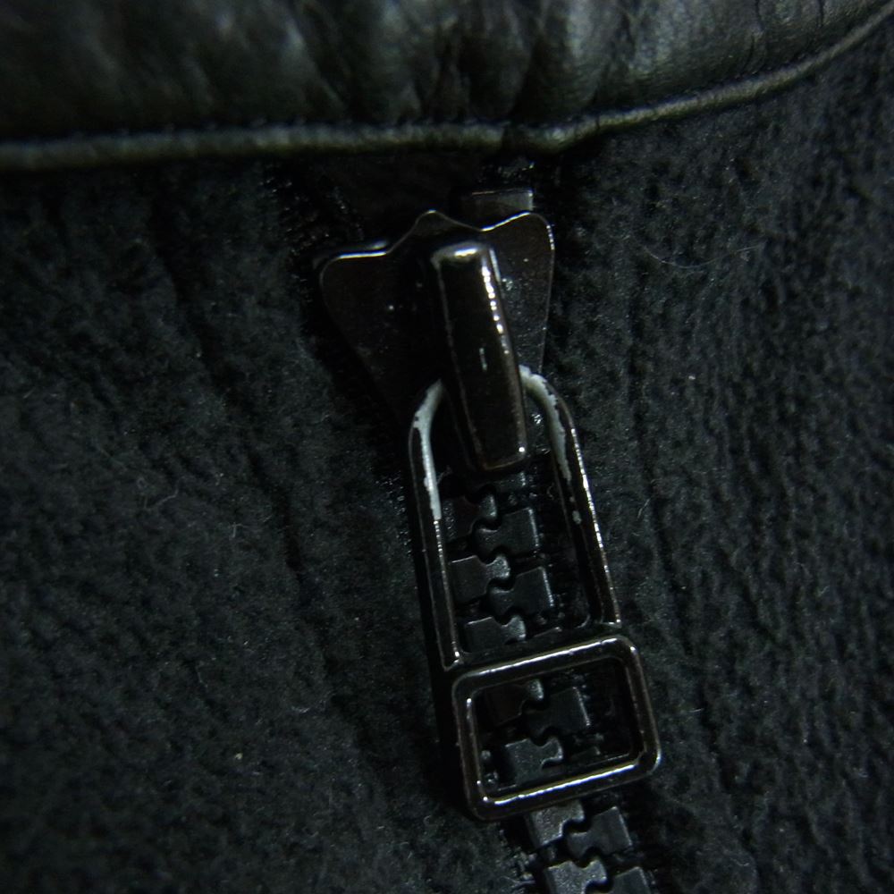 ROEN ロエン 79147046 スカル刺繍 レザー切替 バイカー フリースジャケット ブラック系 48【中古】