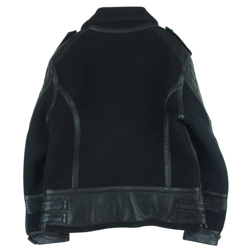 ROEN ロエン 71132201 フライト フェイクムートン ディアスキン 鹿革 ライダース ジャケット ブラック系 48【中古】