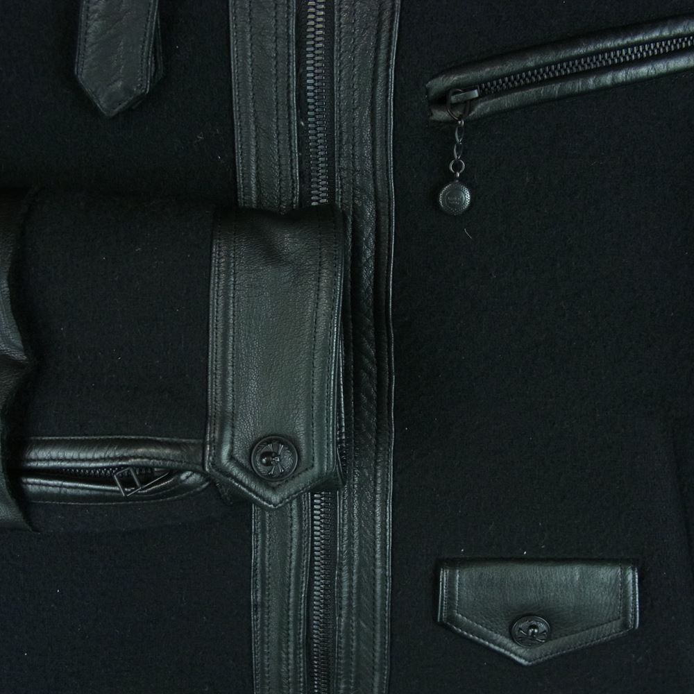 ROEN ロエン 71132201 フライト フェイクムートン ディアスキン 鹿革 ライダース ジャケット ブラック系 48【中古】